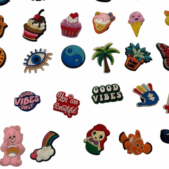 Large Jibbitz Charm Lot Crocs Shoe Charms Rainbow Food Animals Good Vibes - Picture 4 of 16